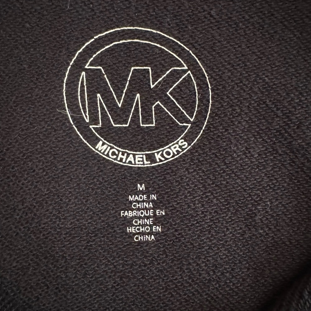 Michael Kors Black Mixed Media Full Zip Hooded Poncho - Picture 3 of 7